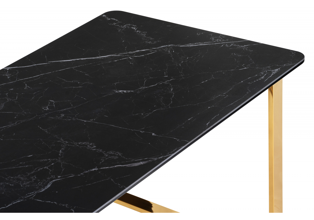 фото керамический стол woodville селена 2 180х90 черный мрамор / золото 606412 | 220svet.ru