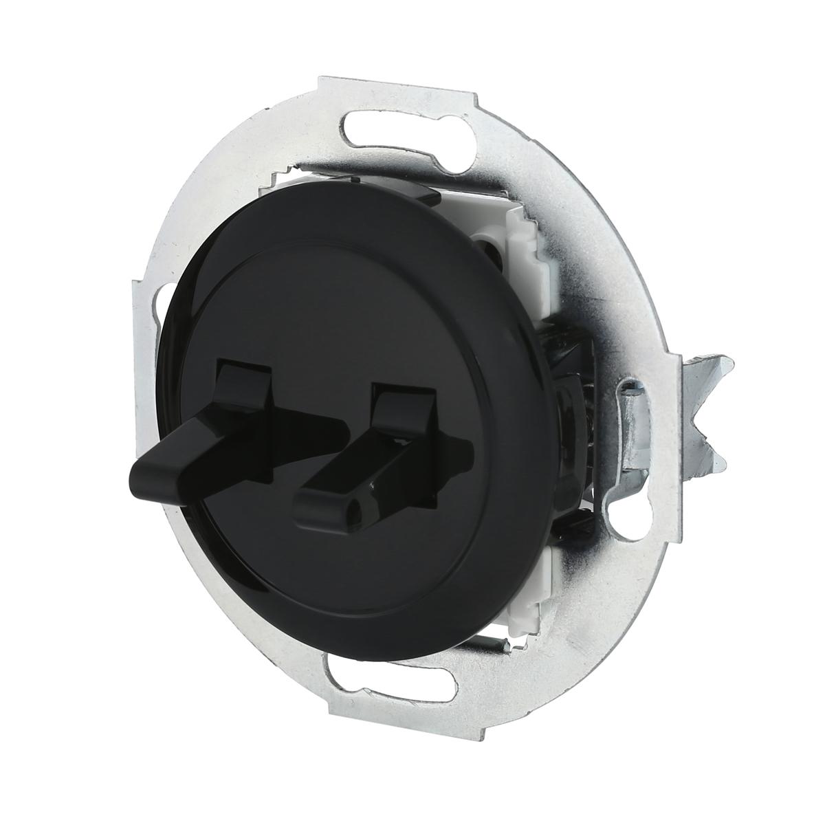 фото выключатель lk studio 2-рычажковый (схема 5) 16 a, 250 b (черный) vintage 882308-1 | 220svet.ru