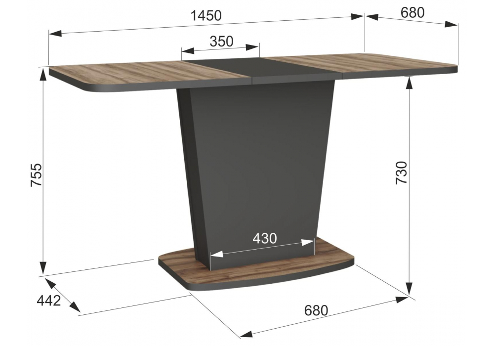 фото стол деревянный раскладной woodville комфорт авелано / графит 608570 | 220svet.ru
