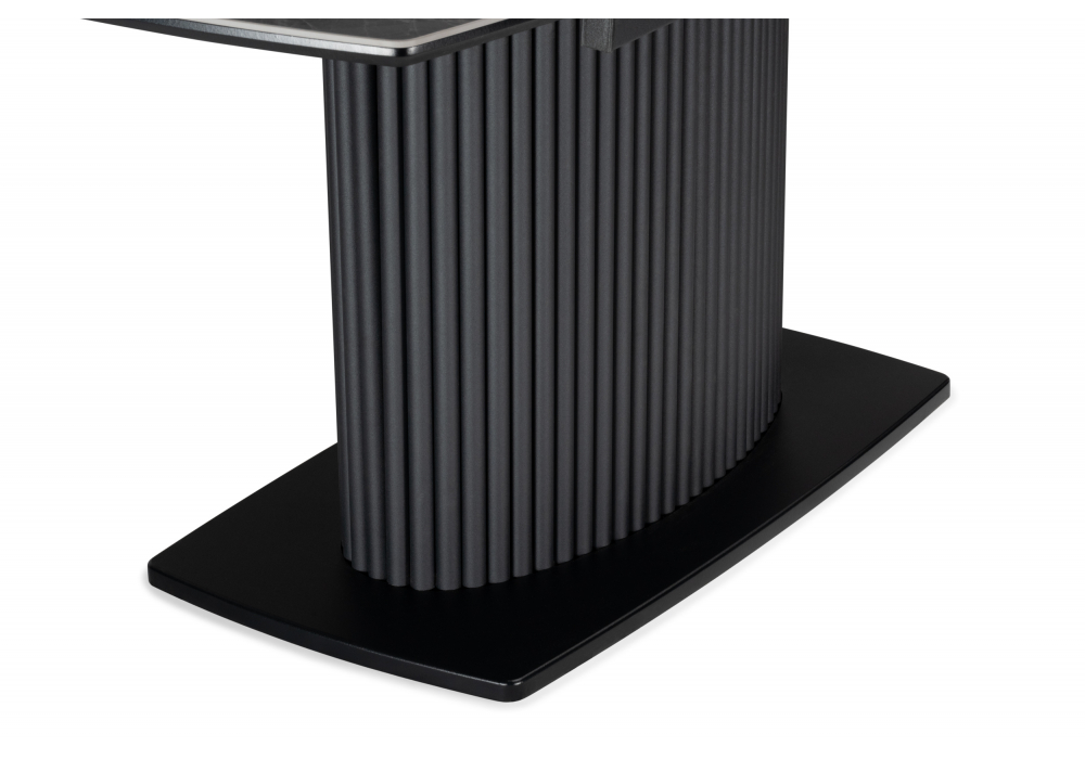 фото керамический стол раскладной woodville фестер 160(205)х90 larka grey / черный 625981 | 220svet.ru