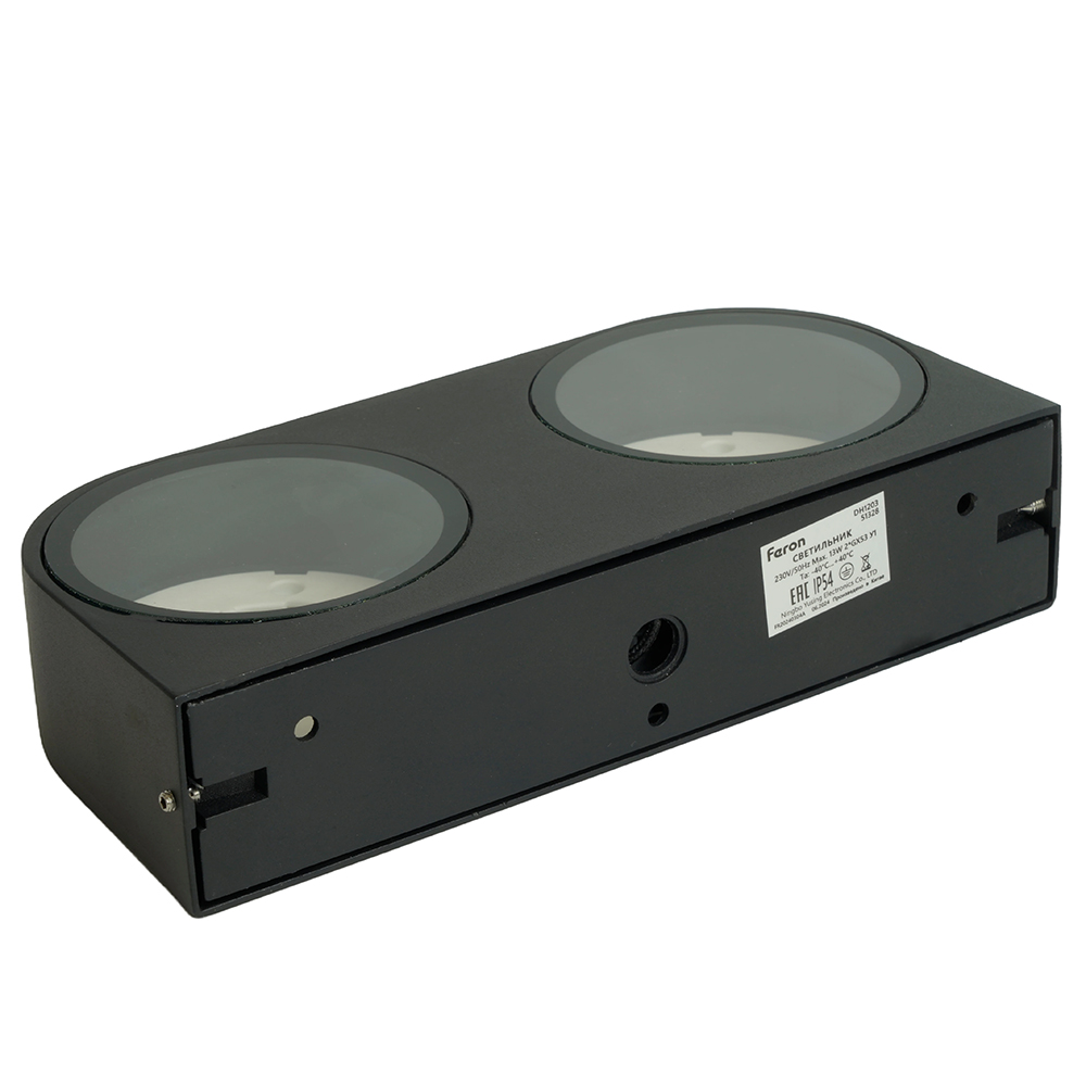 фото светильник садово-парковый feron dh1203,на стену, gx53 230v, черный 51328 | 220svet.ru