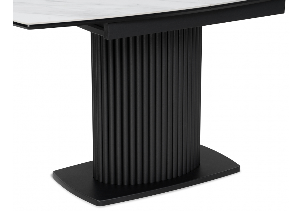 фото керамический стол раскладной woodville фестер 160(205)х90 snow white / черный 625975 | 220svet.ru