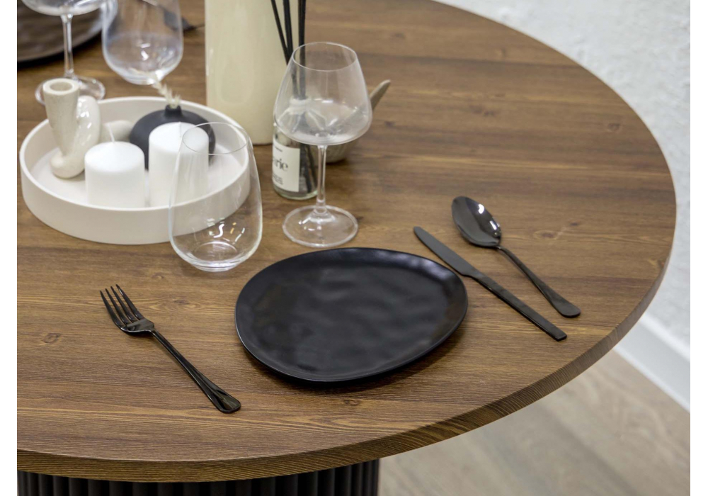 фото стол деревянный woodville барел 90 орех кантри черный 619887 | 220svet.ru