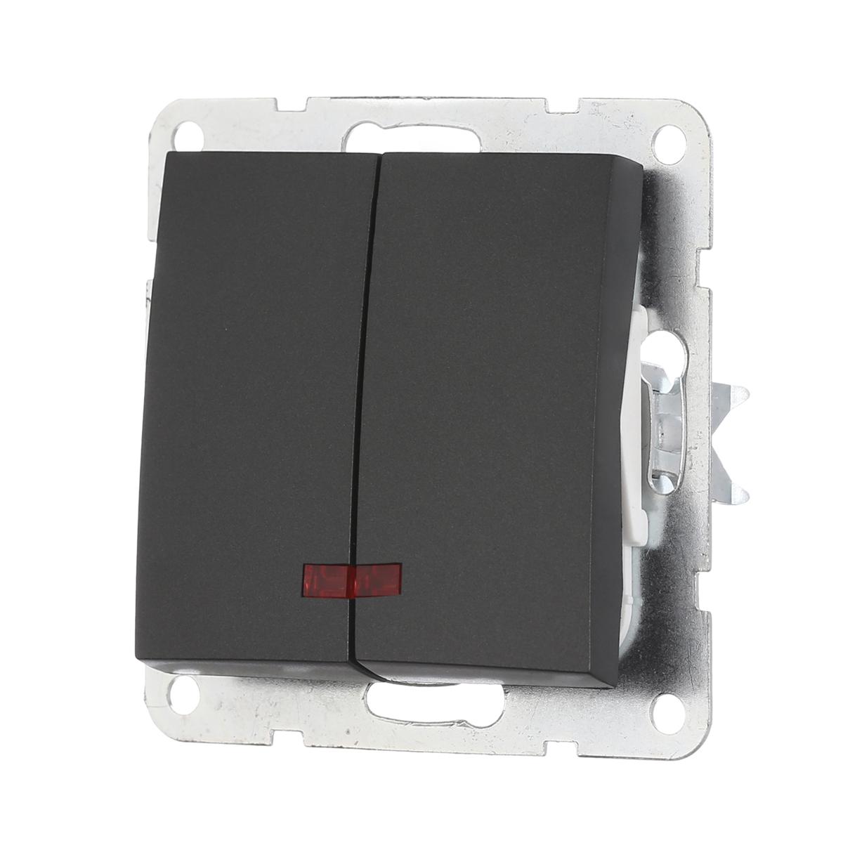 фото выключатель lk studio 2-кл., с индикаторами (схема 5l) 16 a, 250 b (черный бархат) lk60 861208-1 | 220svet.ru