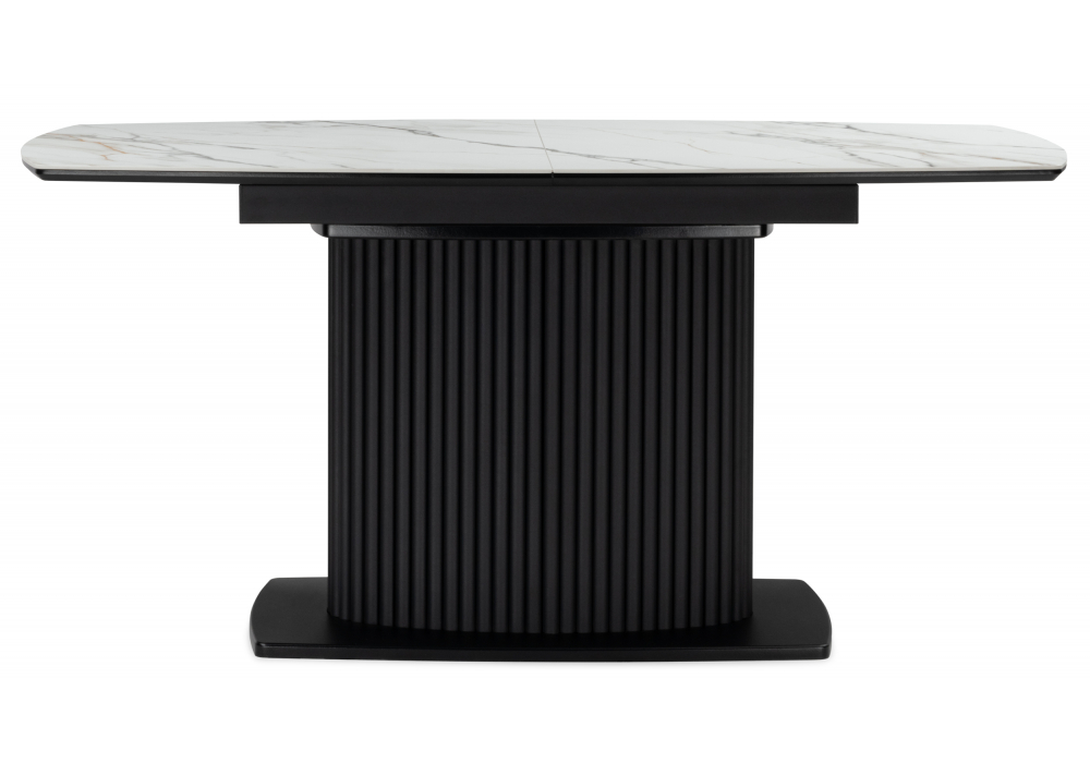 фото керамический стол раскладной woodville фестер 160(205)х90 gilt white / черный 625979 | 220svet.ru