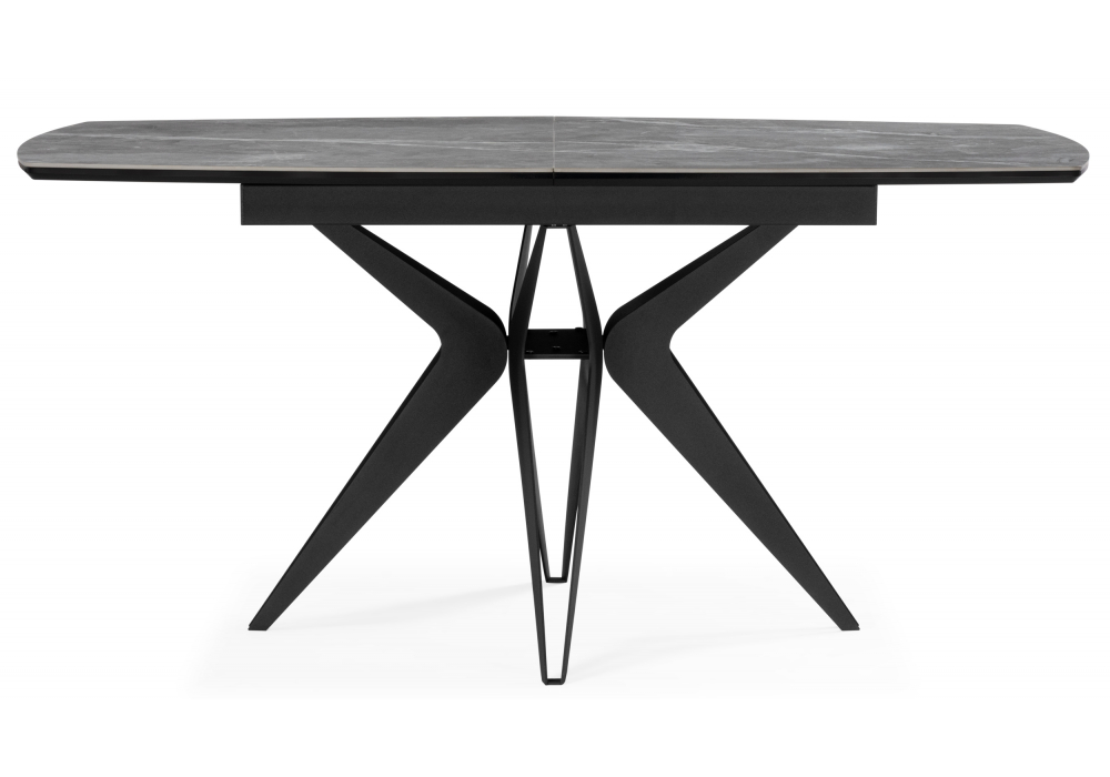 фото керамический стол раскладной woodville риполь 160(205)х89 larka grey / черный 625971 | 220svet.ru