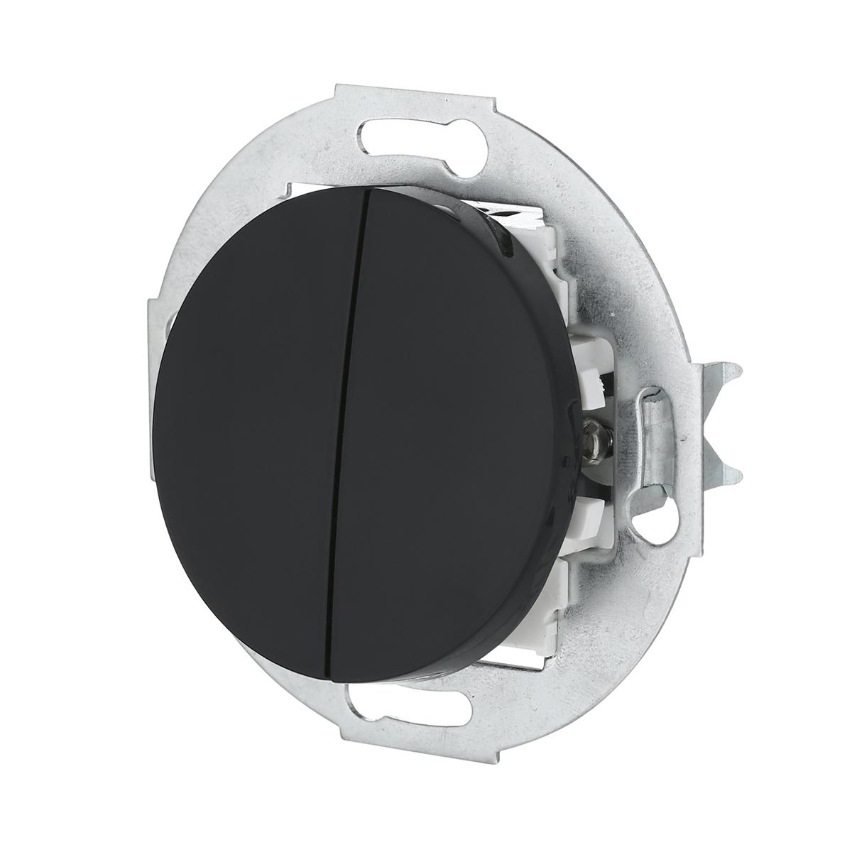 фото переключатель lk studio двухклавишный с двух мест (схема 6+6) 16 a, 250 b (черный) vintage 881308-1 | 220svet.ru