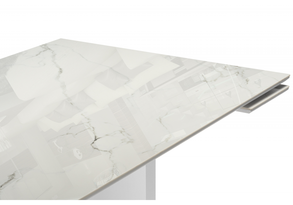 фото керамический стол раскладной woodville монерон дерево / белый 619248 | 220svet.ru