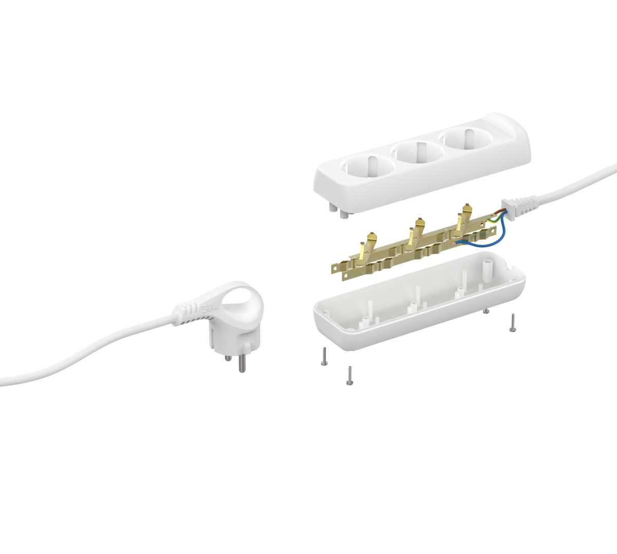 фото удлинитель электрический эра u-3e-10m-3x1,5 с заземлением 3 розетки 10м пвс 3x1,5мм2 16а б0044035 | 220svet.ru