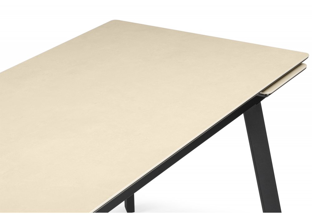 фото керамический стол раздвижной woodville норман 120(180)х80 okara light yellow / черный 664955 | 220svet.ru