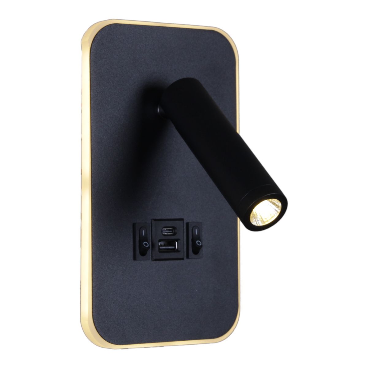 фото настенный светодиодный светильник reluce 86204-9.2-001kt led12w+usb bk | 220svet.ru