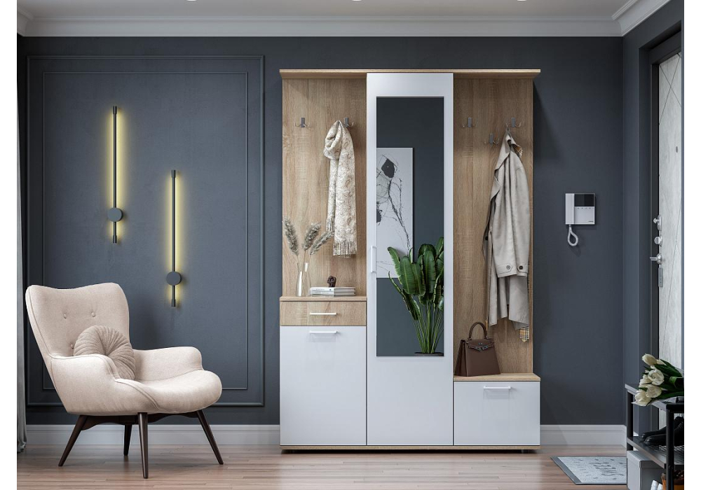 фото прихожая woodville пети дуб сонома / белый 534551 | 220svet.ru