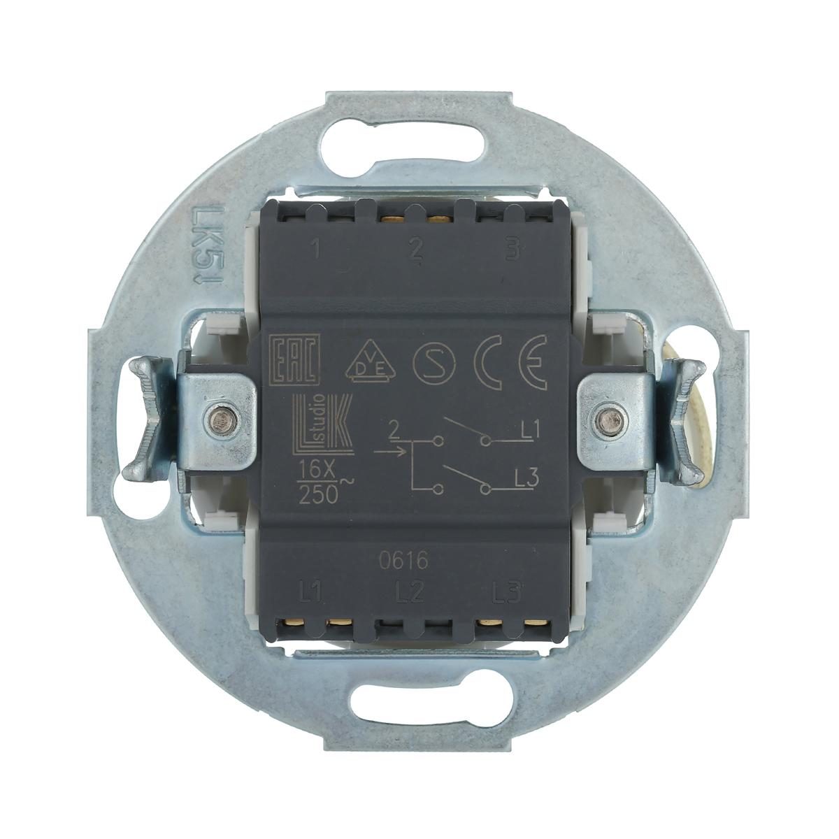 фото выключатель lk studio 2-рычажковый (схема 5) 16 a, 250 b (белый) vintage 882304-1 | 220svet.ru