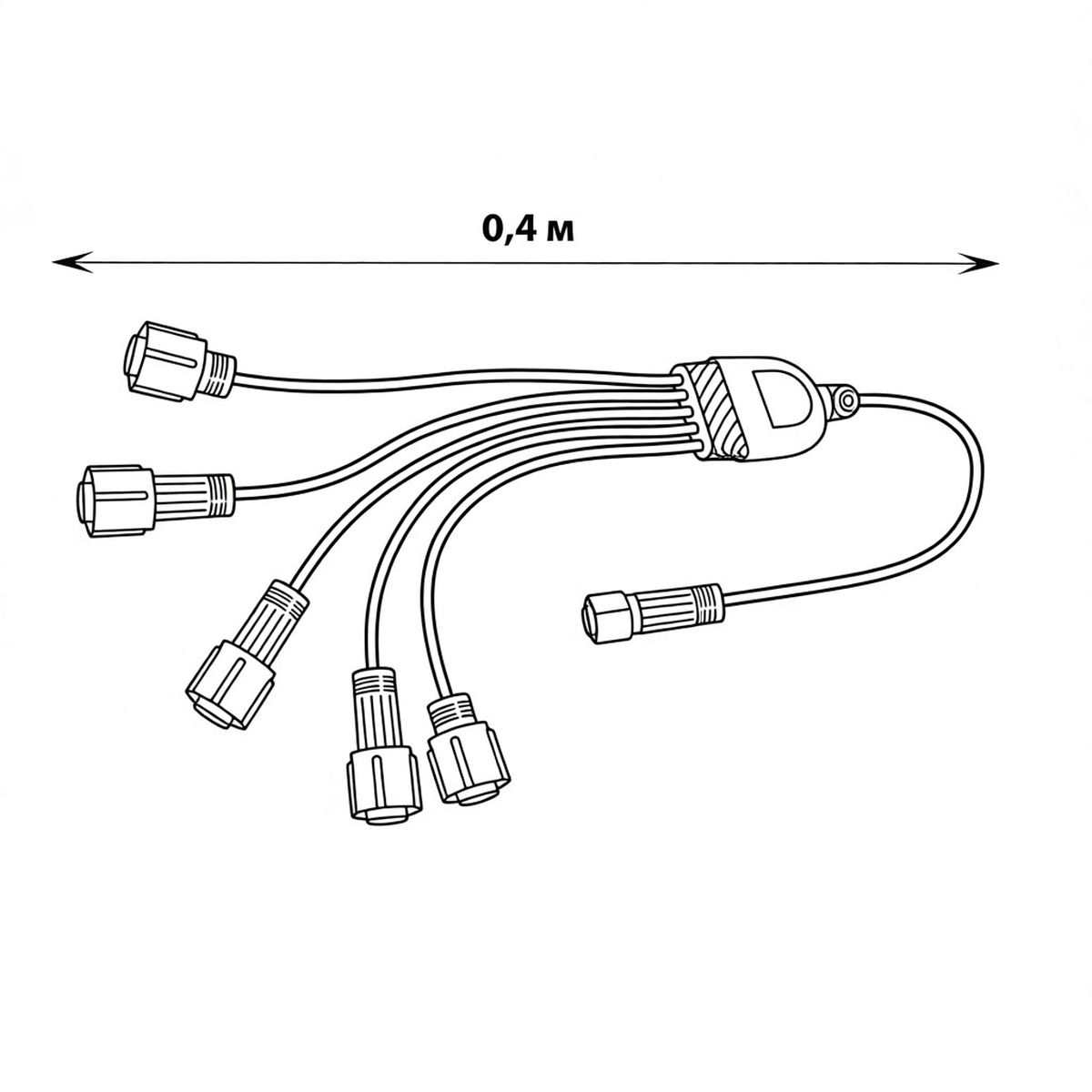 фото провод-разветвитель для гирлянд uniel ucx-f90 s5/0.4m/bk ul-00013237 | 220svet.ru