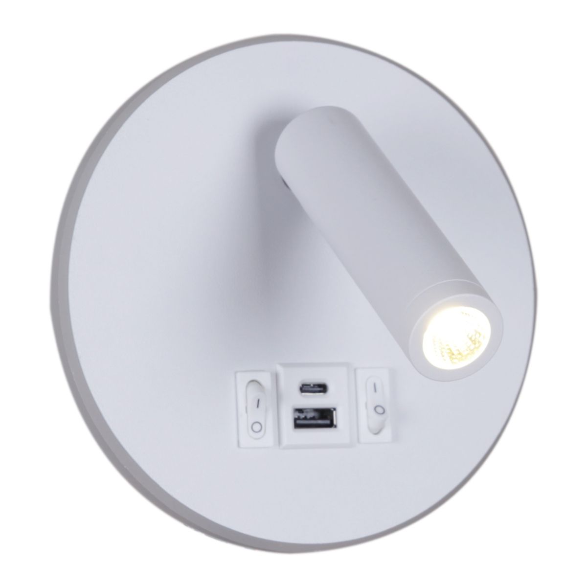 фото настенный светодиодный светильник reluce 86203-9.2-001kt led12w+usb wt | 220svet.ru