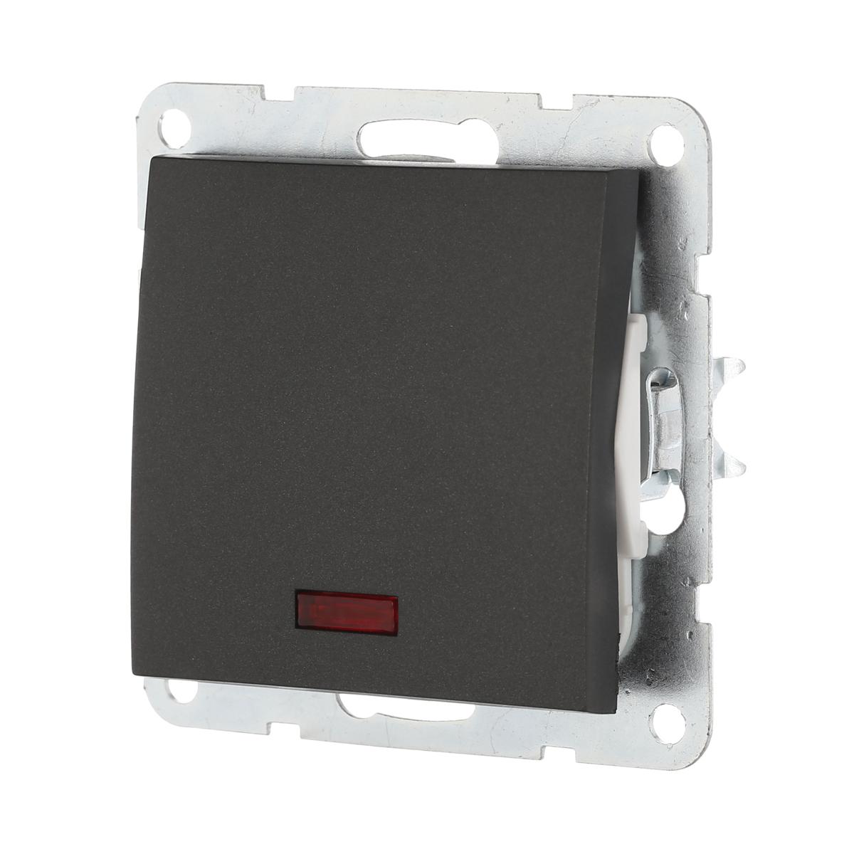 фото выключатель lk studio 1-кл., c индикатором (схема 1l) 16 a, 250 b (черный бархат) lk60 860208-1 | 220svet.ru