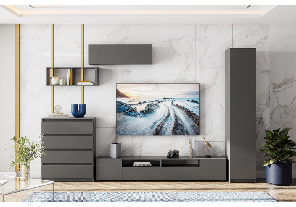 фото шкаф одностворчатый woodville сибити графит серый 582753 | 220svet.ru