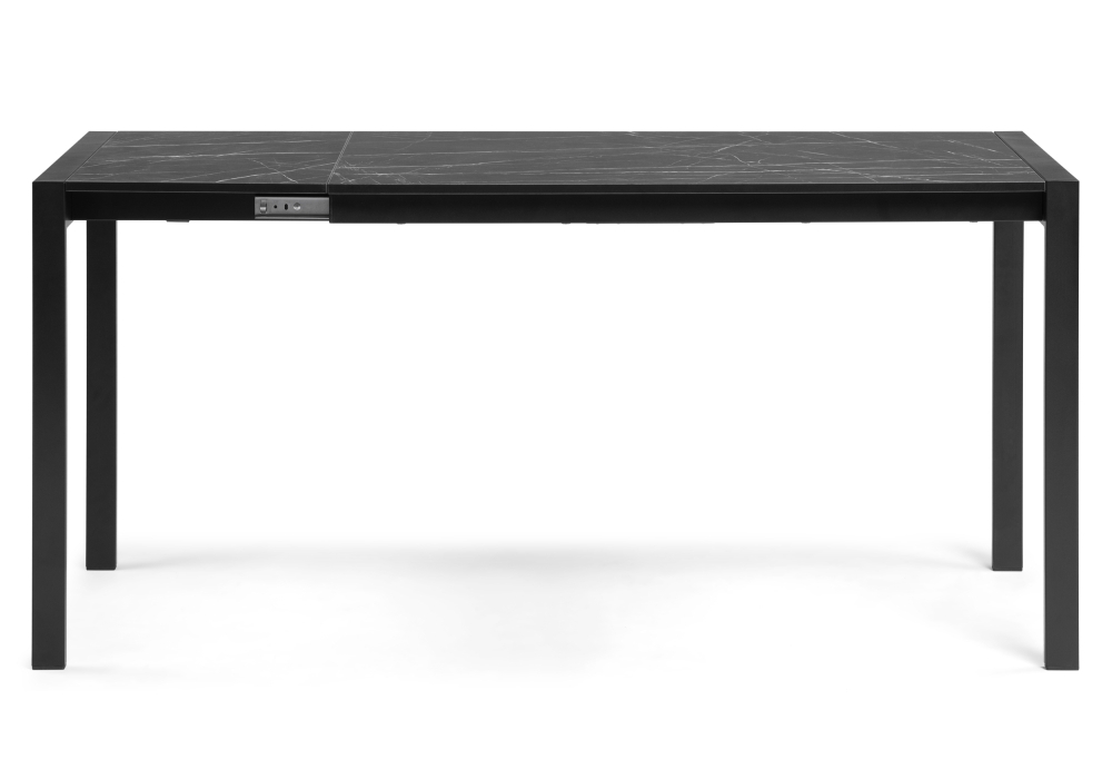 фото стол деревянный woodville центавр 120 (160) х 70 мрамор черный / черный матовый 519757 | 220svet.ru