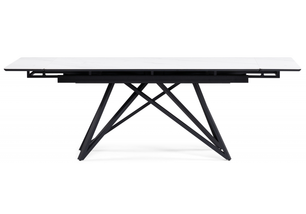 фото керамический стол раздвижной woodville вилсон 160(220)х89х75 белый мрамор snow white / черный 612880 | 220svet.ru