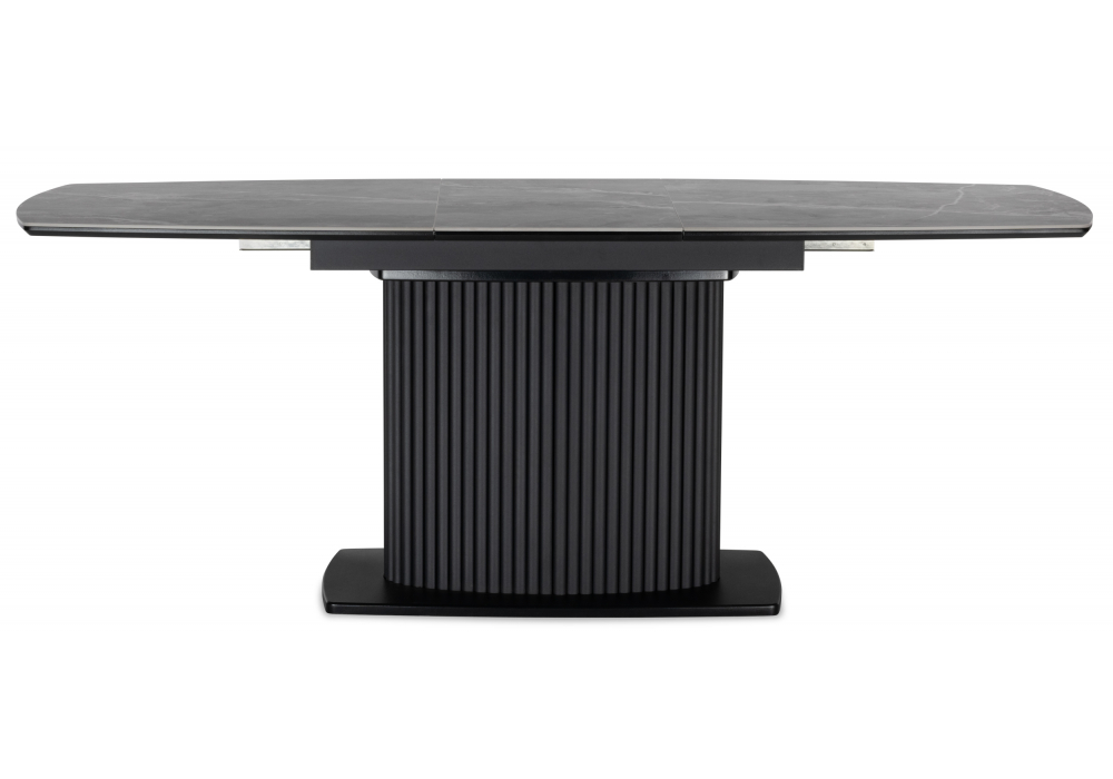 фото керамический стол раскладной woodville фестер 160(205)х90 larka grey / черный 625981 | 220svet.ru