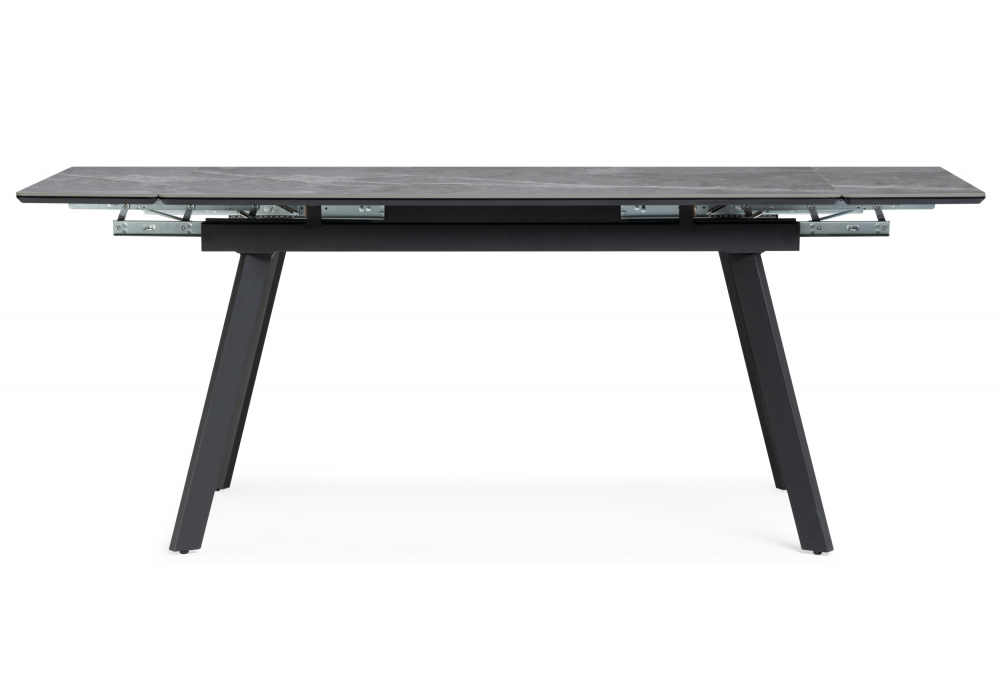 фото керамический стол раскладной 140(200)х80  woodville норман серый мрамор larka grey / черный 612198 | 220svet.ru