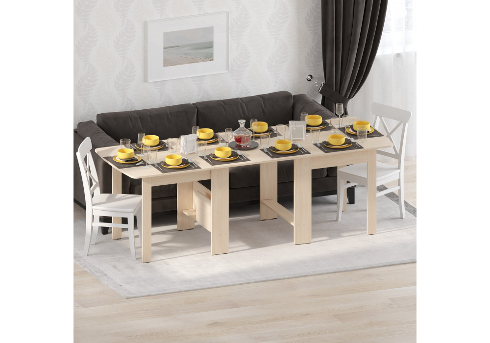 фото стол обеденный раздвижной woodville стк7 дуб молочный 295287 | 220svet.ru