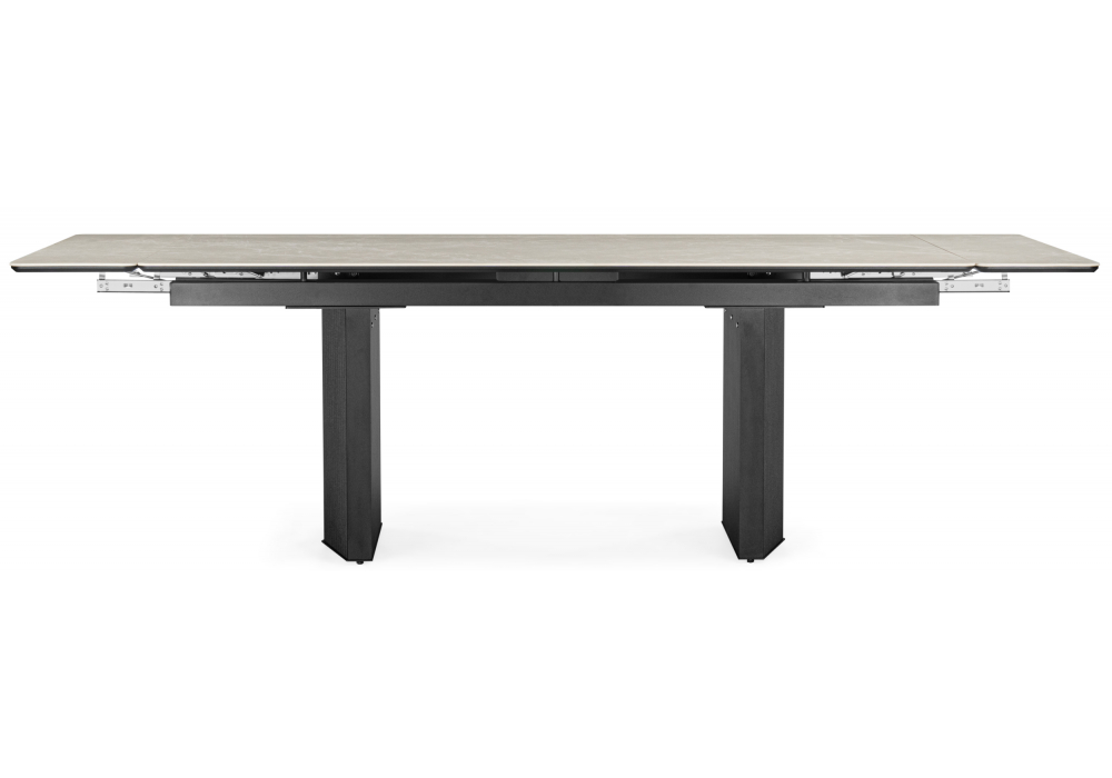 фото керамический стол раскладной 200x100 woodville монерон burberry bianco matt / черный 621192 | 220svet.ru