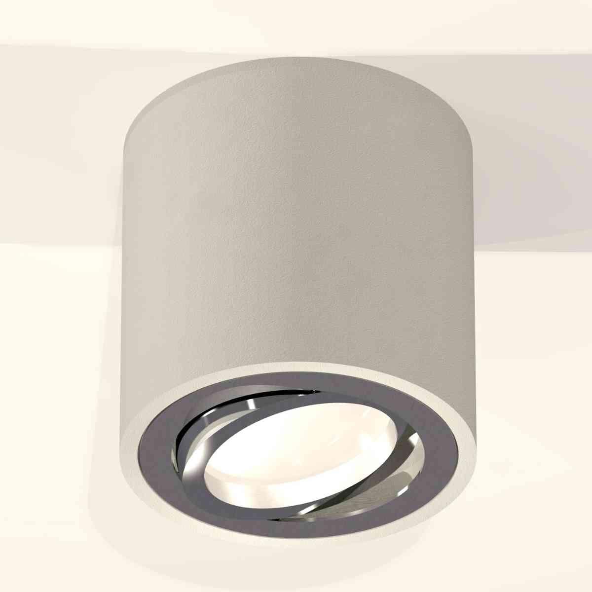 фото комплект накладного светильника ambrella light techno spot xs7533003 sgr/psl серый песок/серебро полированное (c7533, n7003) | 220svet.ru