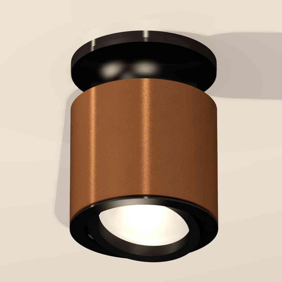 фото комплект накладного светильника ambrella light techno spot xs7404100 scf/pbk кофе песок/черный полированный (n7926, c7404, n7002) | 220svet.ru