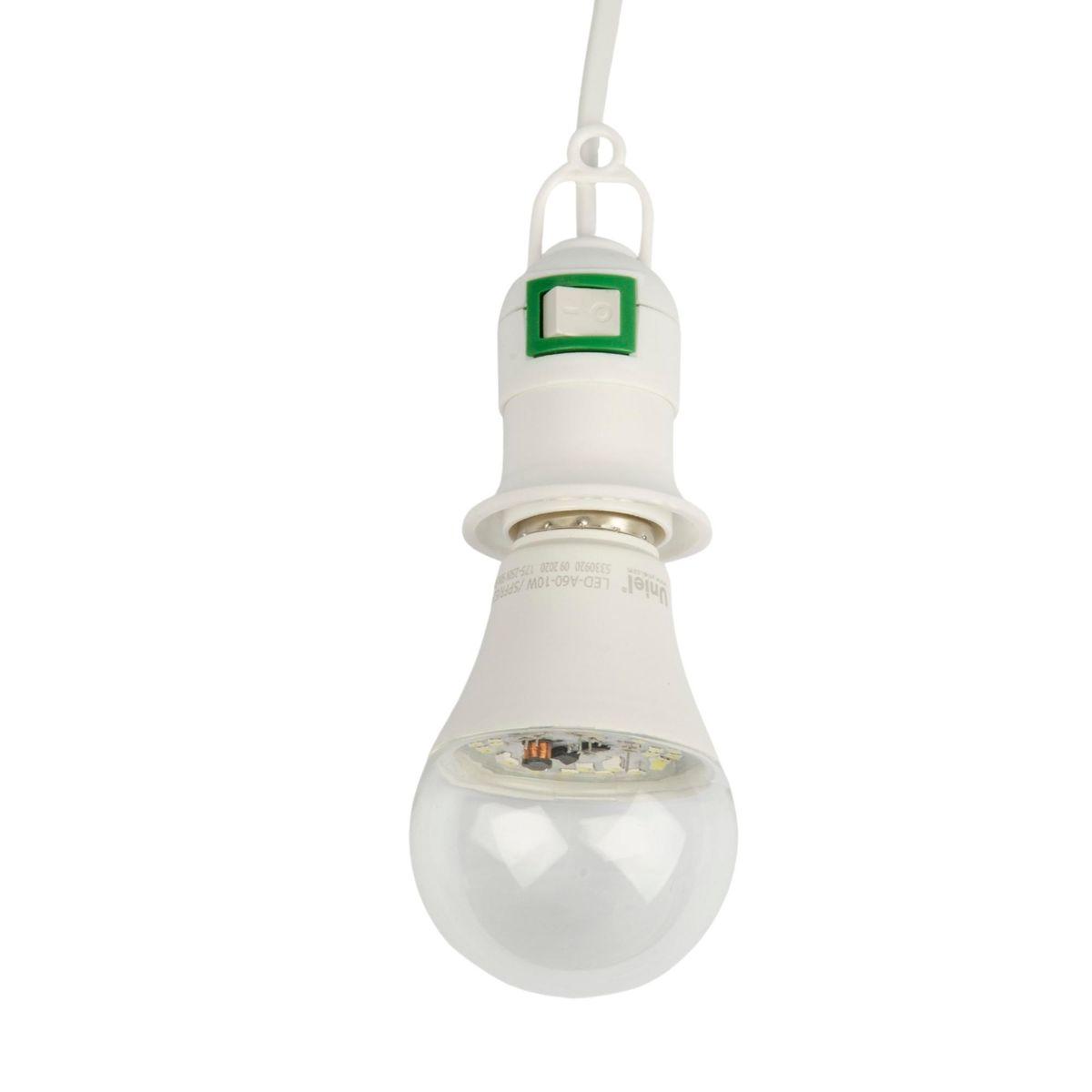 фото патрон подвесной с выключателем и штепсельной вилкой uniel dlc-p-t50b/e27 3m white ul-00009249 | 220svet.ru