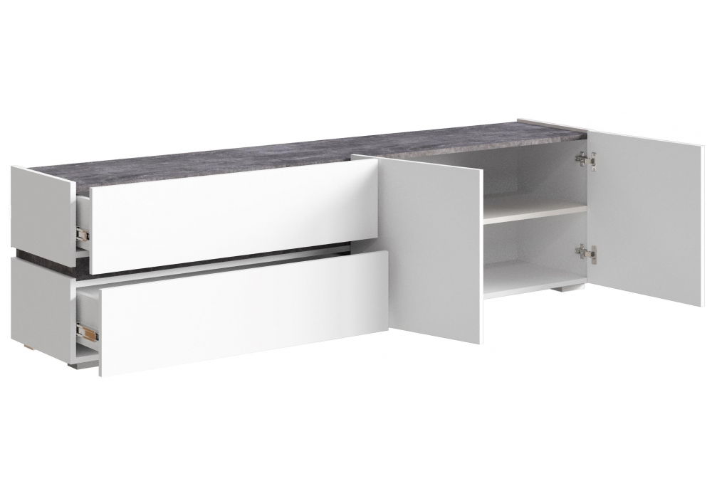 фото тв-тумба woodville атлон белый / бетон темный 563520 | 220svet.ru