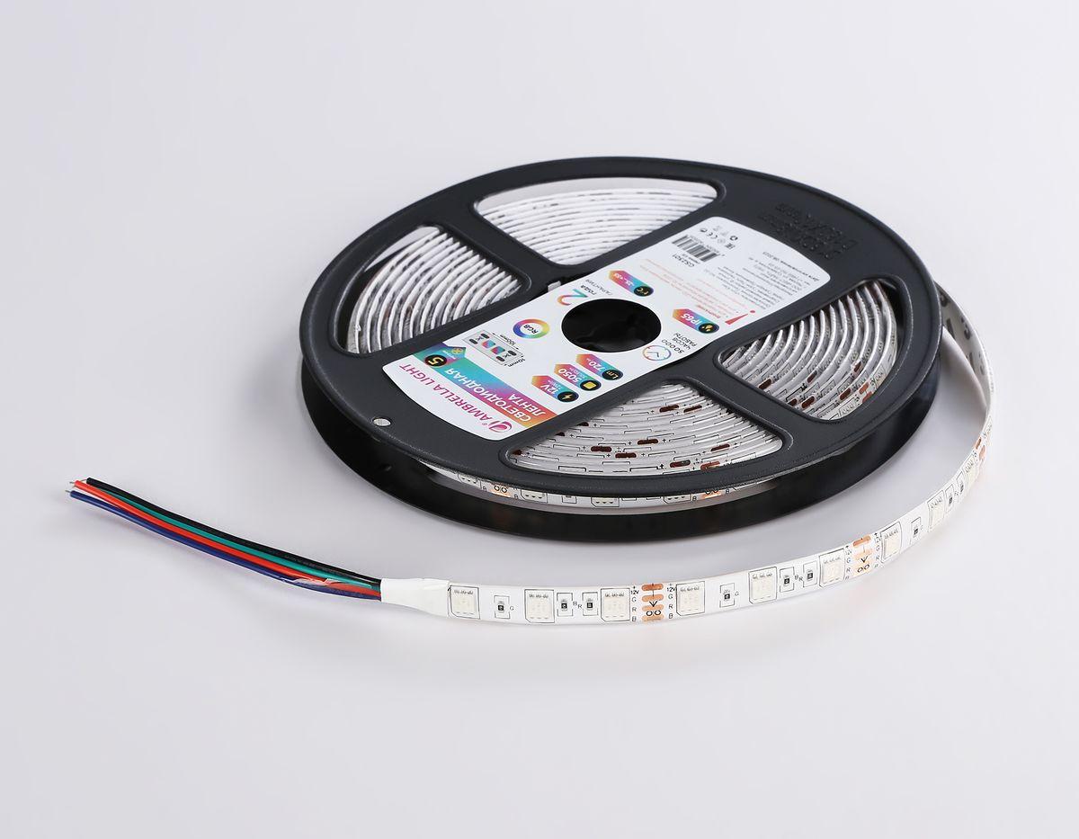 фото светодиодная влагозащищенная лента ambrella light 14,4w/m 60led/m 5050smd rgb 5m gs2302 | 220svet.ru