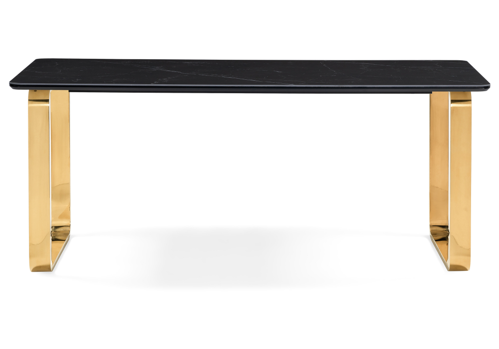 фото керамический стол woodville селена 4 180х90 черный мрамор / золото 606414 | 220svet.ru