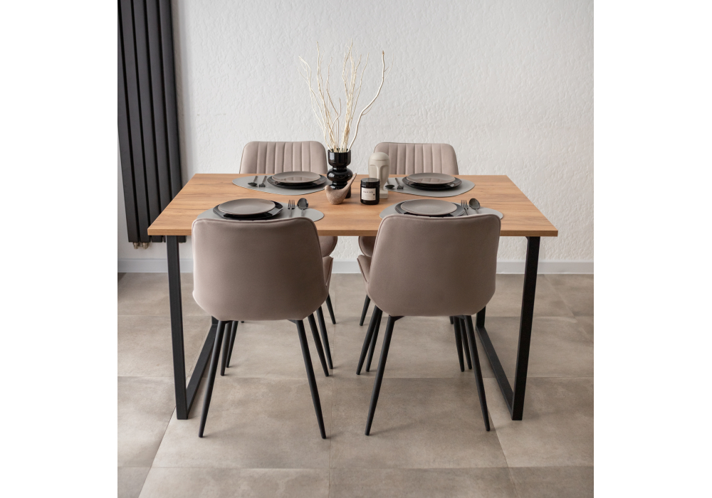 фото стол деревянный woodville лиман 140х80 дуб крафт золотой / черный матовый 615155 | 220svet.ru