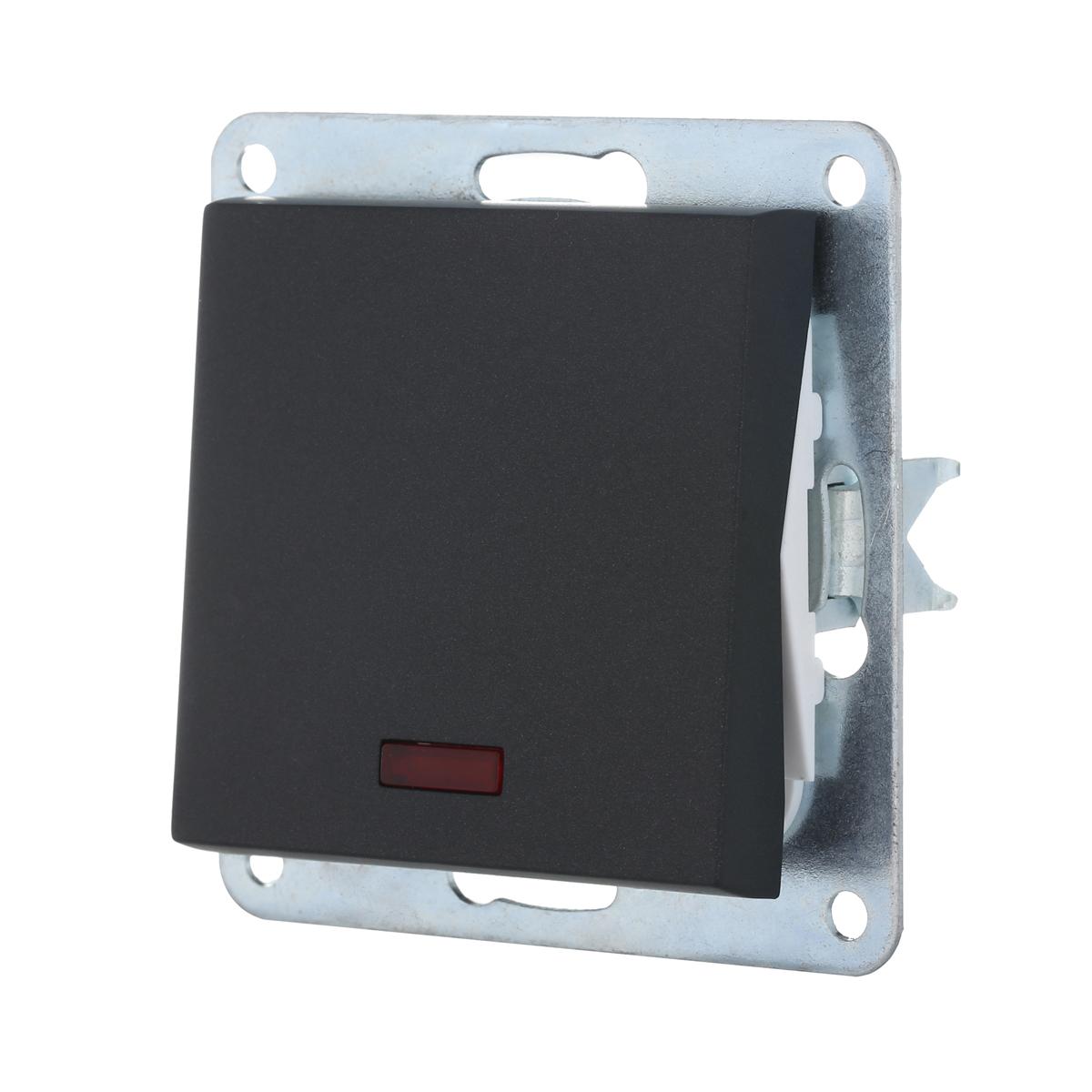 фото переключатель lk studio 1-кл., на 2 направления, c индикатором (схема 6l) 16 a, 250 b (черный бархат) 840408-1 | 220svet.ru