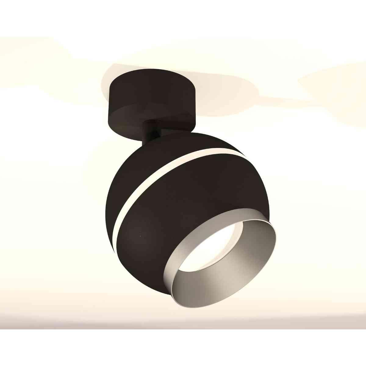 фото комплект накладного светильника ambrella light techno spot xm1102003 sbk/mch черный песок/хром матовый (a2210, c1102, n7033) | 220svet.ru