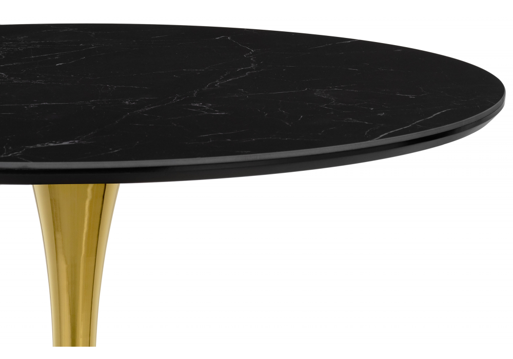 фото керамический стол woodville тулип 90х73 черный мрамор / золото 600710 | 220svet.ru