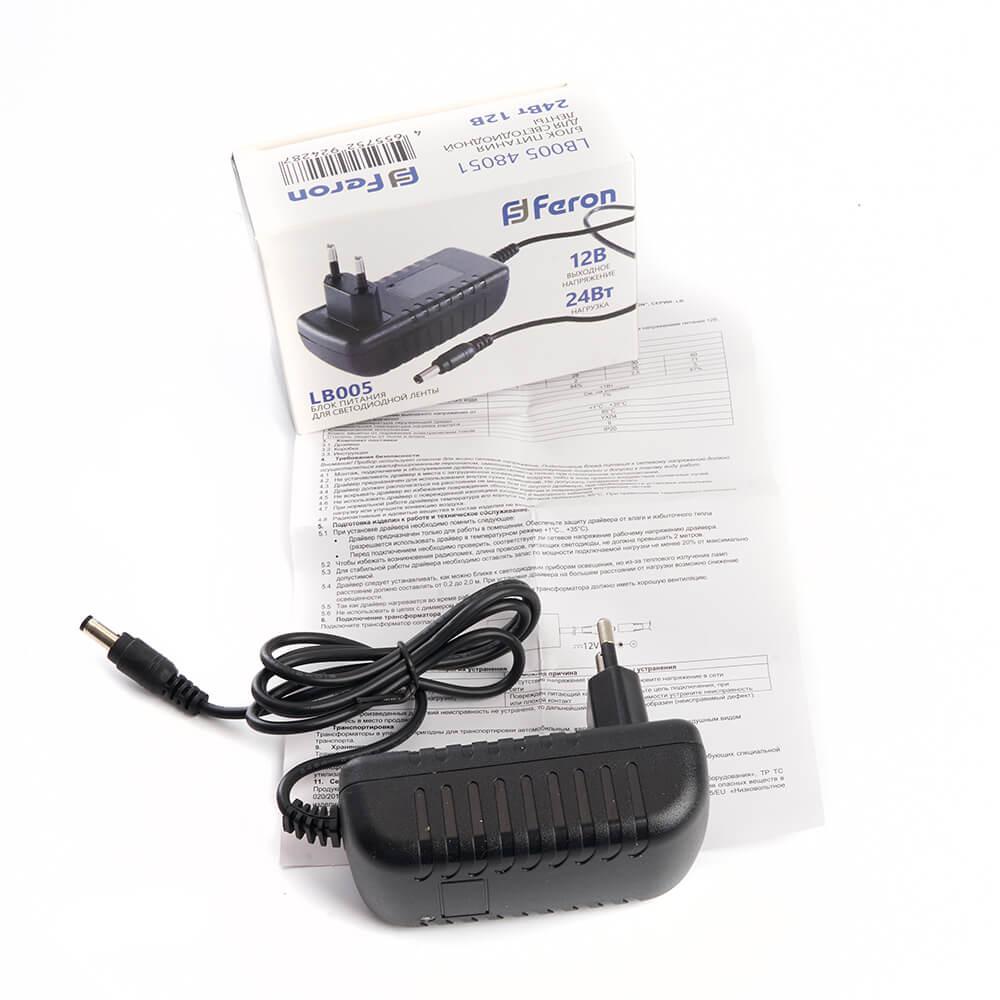 фото блок питания для светодиодной ленты feron lb005 12v 24w ip20 2a 48051 | 220svet.ru
