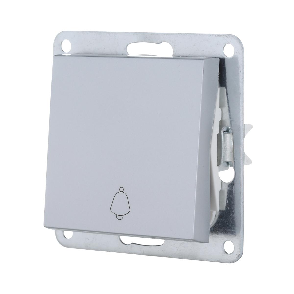 фото выключатель-кнопка lk studio 1-кл.(схема 1т) 16 a, 250 b (серебристый металлик) lk80 840503-1 | 220svet.ru