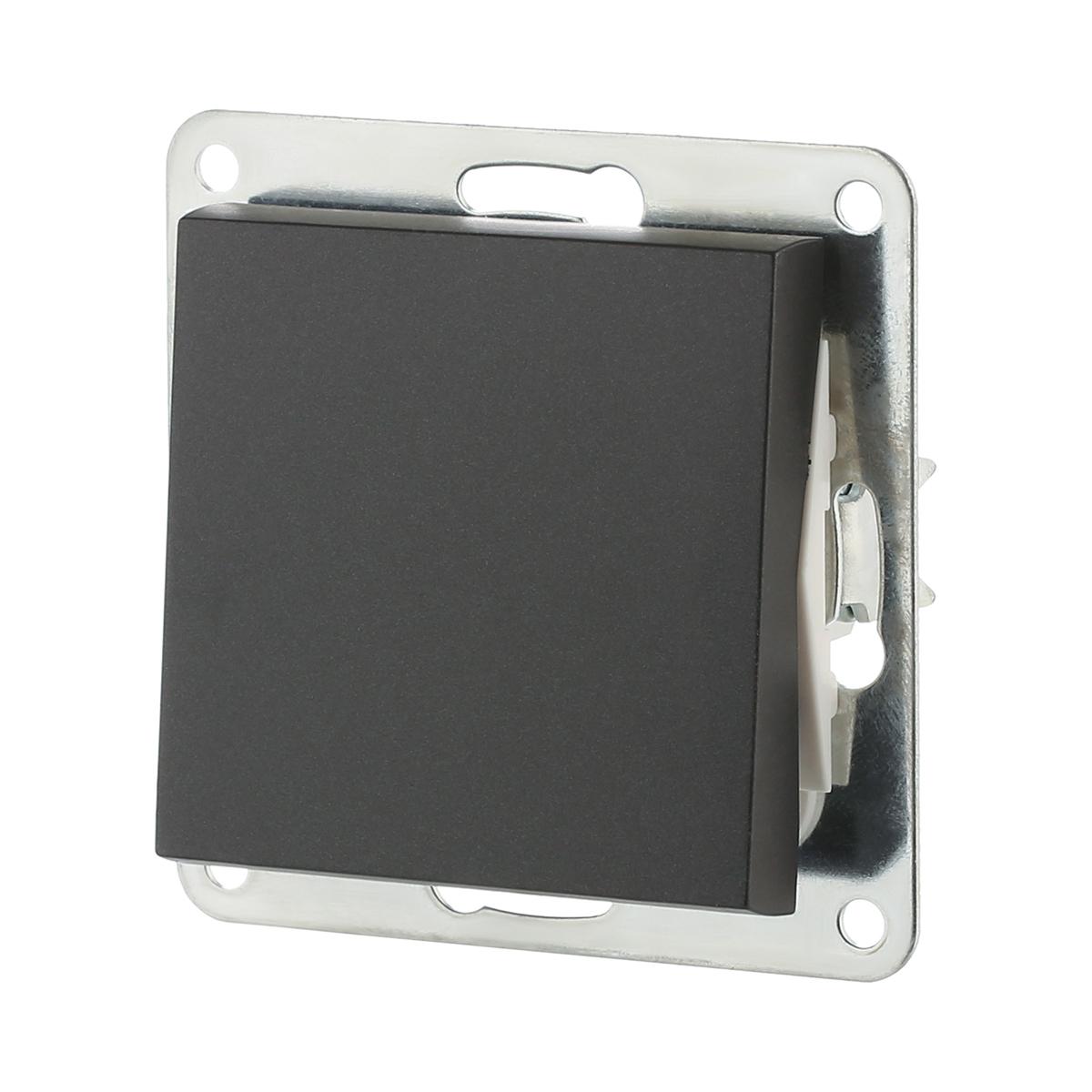 фото выключатель-кнопка lk studio 1-кл.(схема 1т) 16 a, 250 b (черный бархат) lk80 840508-1 | 220svet.ru