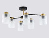 Миниатюра фото потолочная люстра на штанге ambrella light traditional loft tr tr303325/6 bk/gd | 220svet.ru